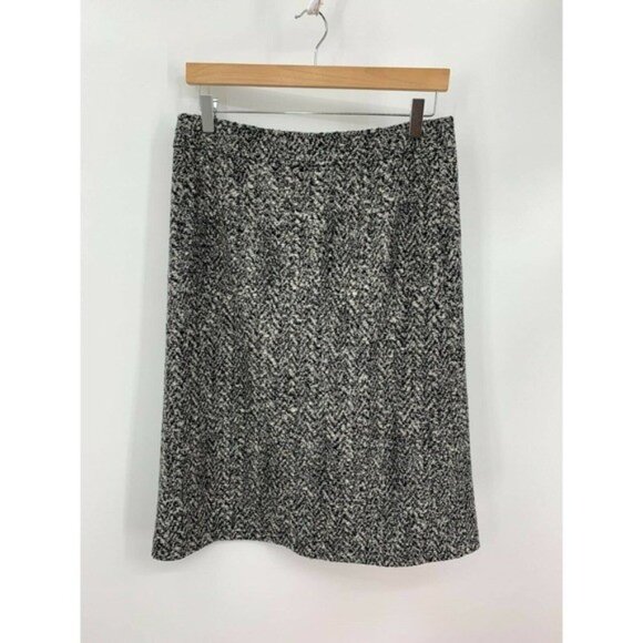  Theory Gantrima K Tweed Knit Black White A-Line Wrap Skirt Size 4 - Picture 3 of 11